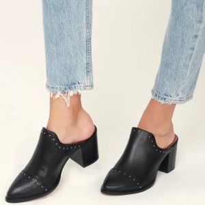 Black Studded Mules